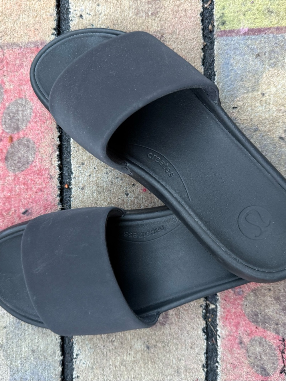 Lulu Lemon Black Slide Sandals